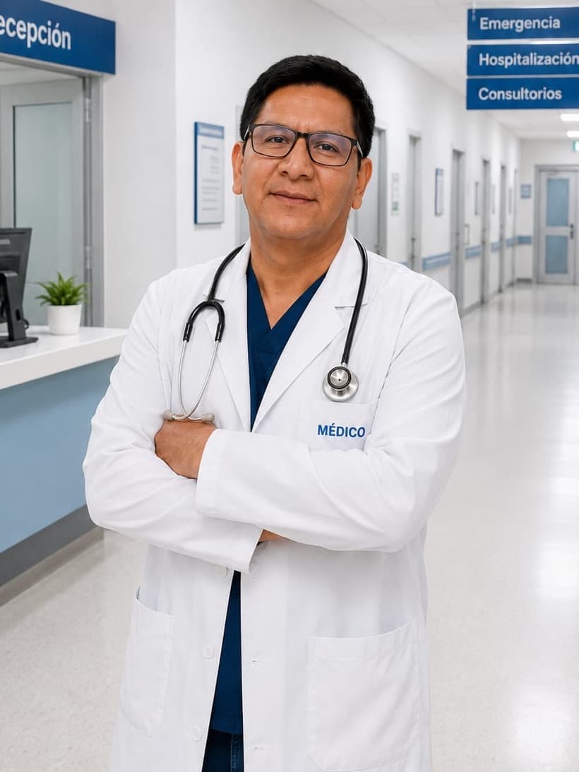 Dr. Guido Pérez Chipana en su consultorio de Lince